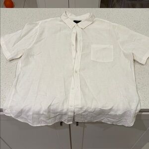 Vince Linen White Button-Front Shirt